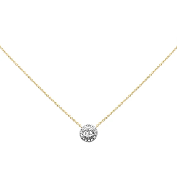 <span style="color:purple">SPECIAL!</span> .11ct G SI 14K Yellow Gold Round & Baguette Diamond Pendant 16" + 2" Ext
