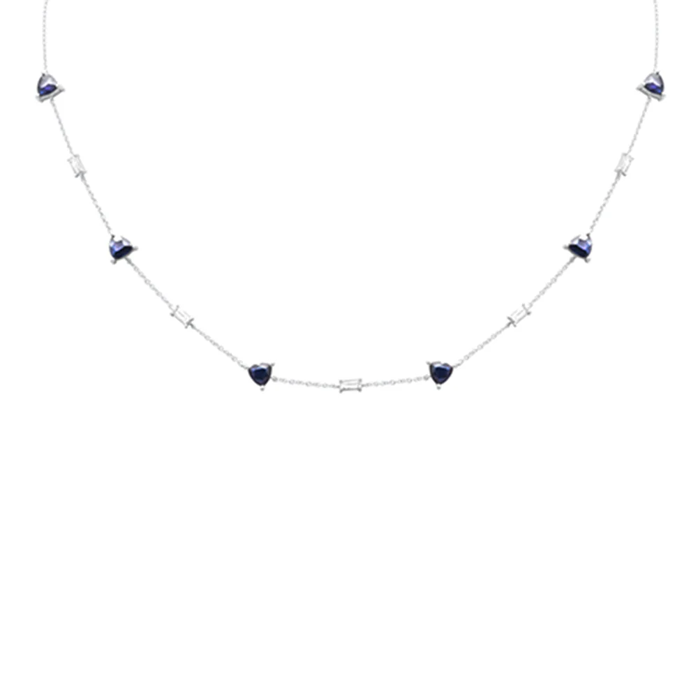 <span>GEMSTONE CLOSEOUT! </span> 3.90ct G SI 14K White Gold Diamond & Blue Sapphire Gemstone Pendant Necklace 16 + 2" Ext