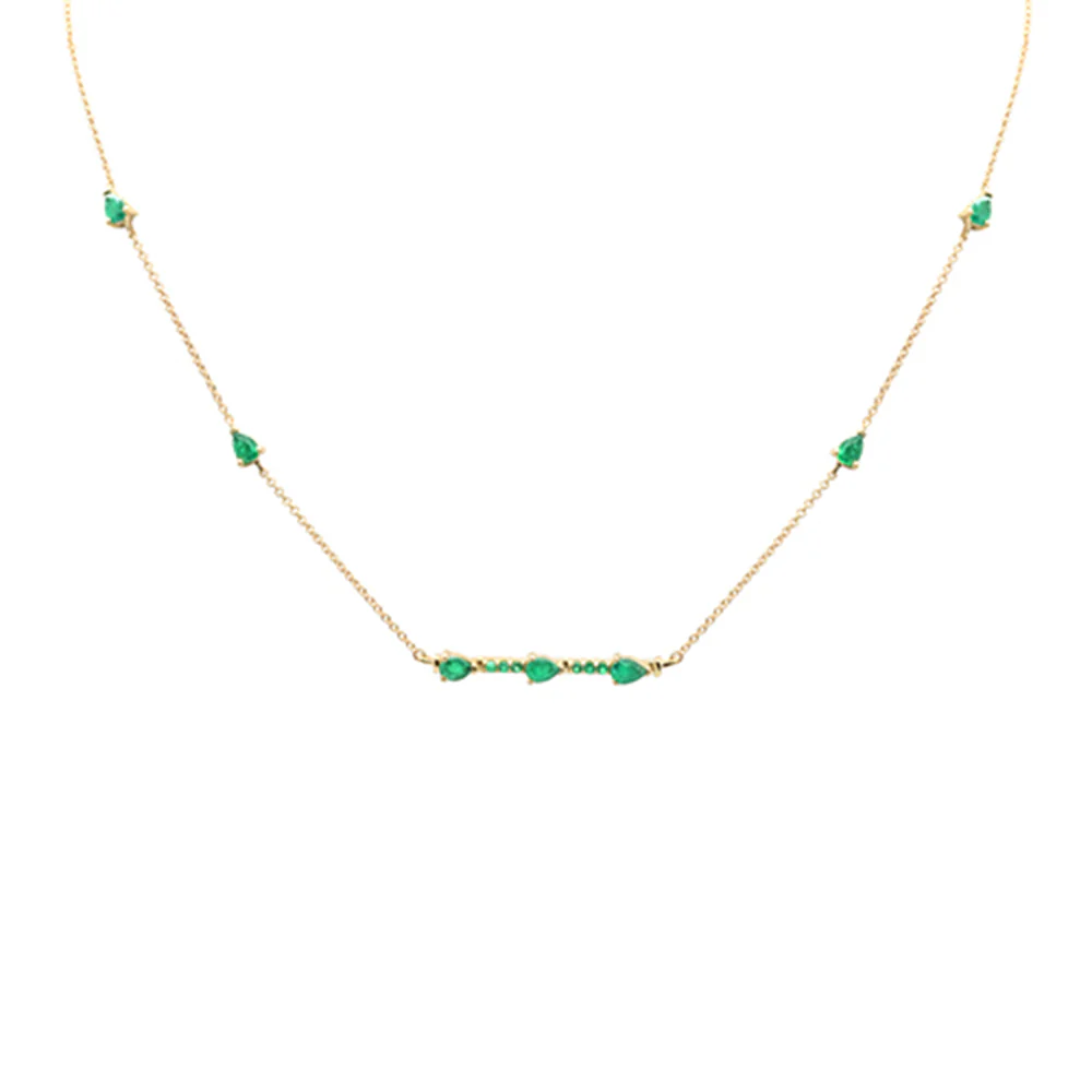 <span>DIAMOND CLOSEOUT! </span> 1.02ct G SI 14K Yellow Gold Emerald Pendant Necklace 16+2" Ext