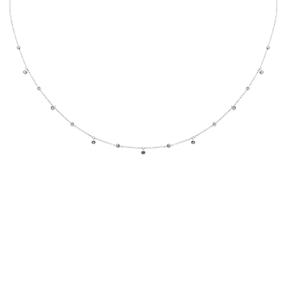 <span>DIAMOND CLOSEOUT! </span>.26ct G SI 14K White Gold Aquamarine Gemstone Pendant Necklace 18" Long