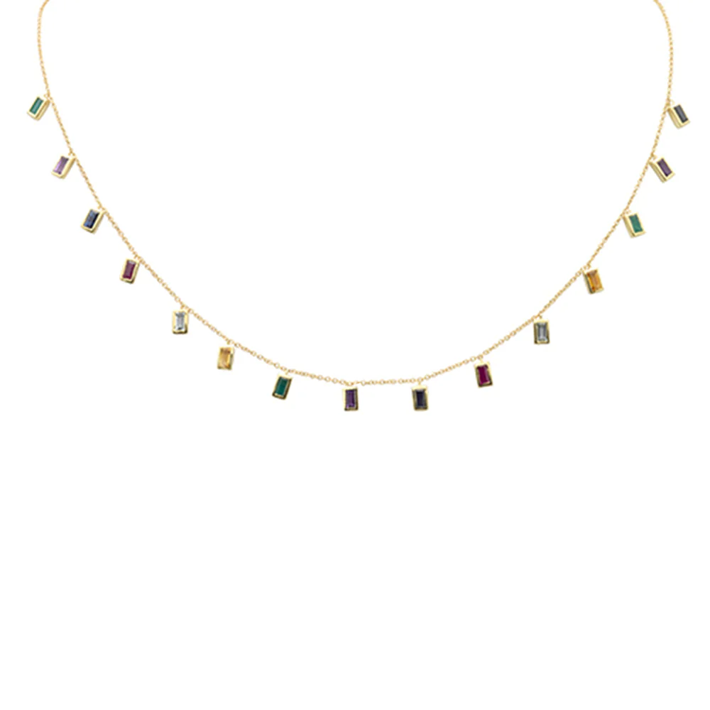 <span>GEMSTONE CLOSEOUT! </span> 1.91ct G SI 14K Yellow Gold Multi Color Gemstone Necklace 16+2" Ext