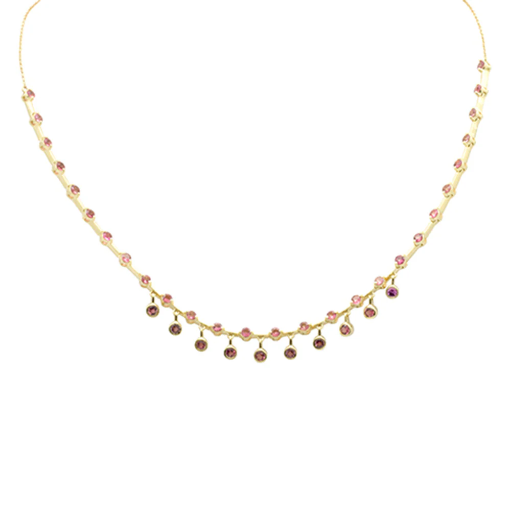 <span>GEMSTONE CLOSEOUT! </span>2.21ct G SI 14K Yellow Gold Pink Tourmaline Dangling Pendant Necklace 16+2" Ext