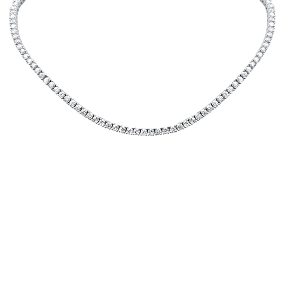 <span style="color:purple">SPECIAL!</span> 9.36ct G SI 14K White Gold Round Diamond Tennis Necklace 12" + 4" Ext