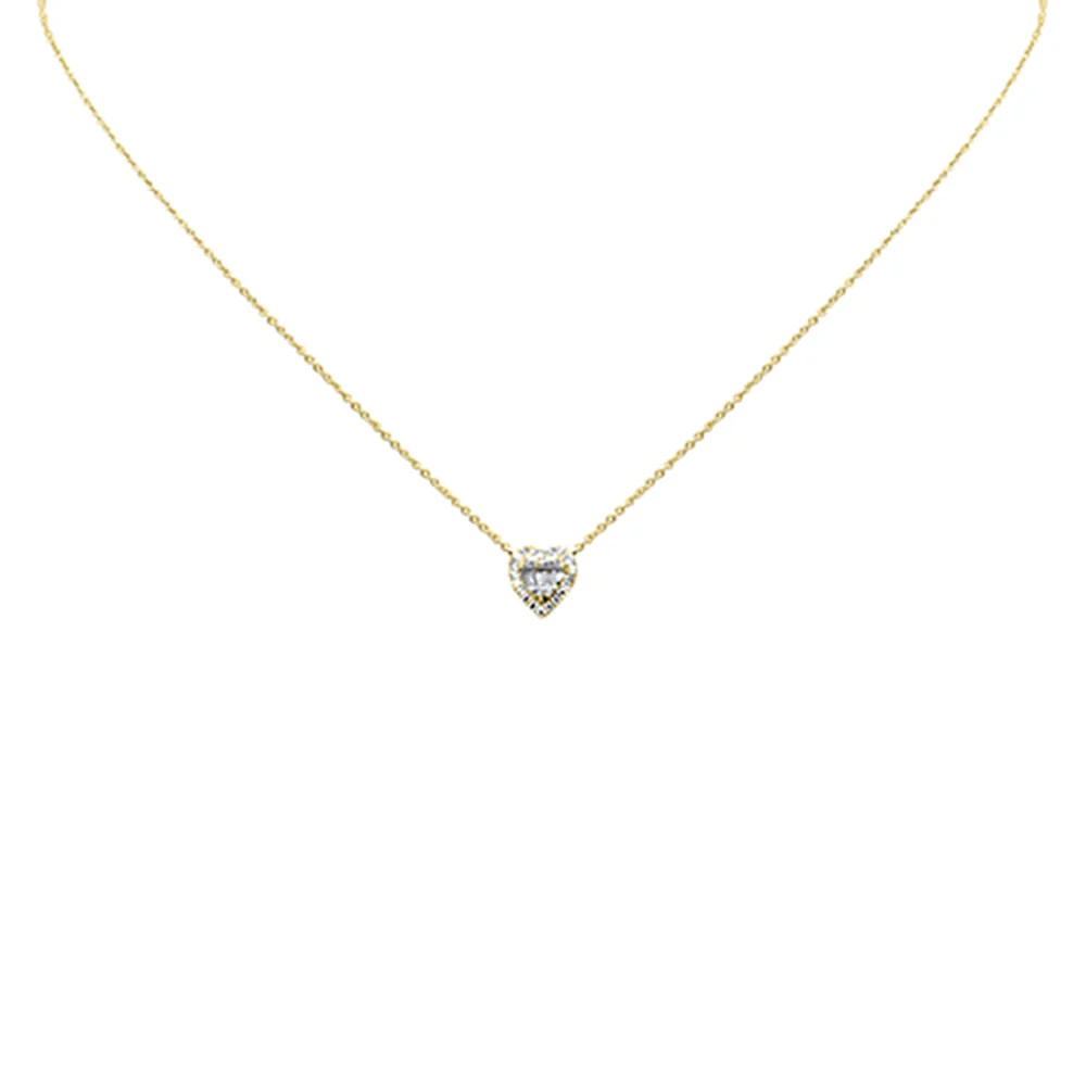 <span style="color:purple">SPECIAL!</span> .18ct G SI 14K Yellow Gold Diamond Heart Shaped Pendant Necklace 16" + 2" Ext