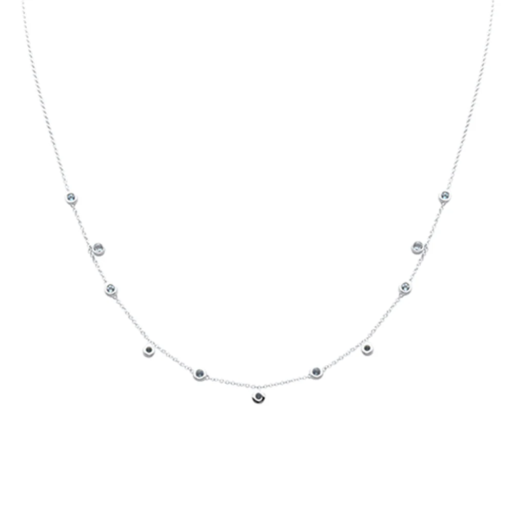 <span style="color:purple">SPECIAL!</span>.30ct G SI 14K White Gold Aquamarine Gemstone Necklace 18+ 2" Long