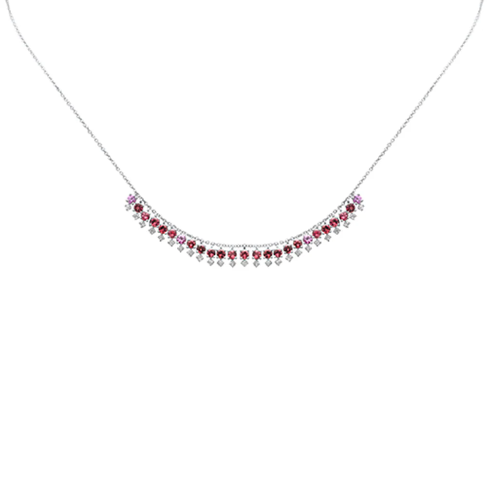 <span>GEMSTONE CLOSEOUT! </span>1.96ct G SI 14K White Gold Diamond & Pink Tourmaline Dangling Necklace 16" + 2" Ext - Image 2
