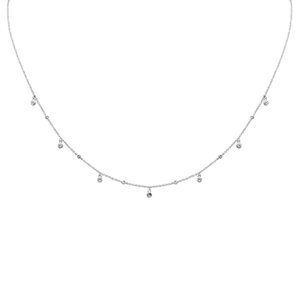 <span style="color:purple">SPECIAL!</span> .16ct G SI 14K White Gold Aquamarine Gemstone Necklace 16+2" Ext
