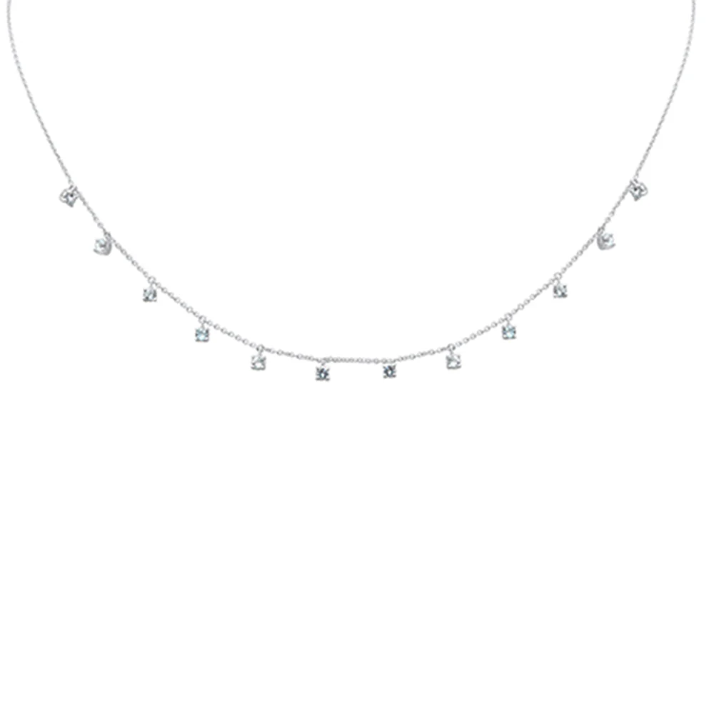 <span style="color:purple">SPECIAL!</span> .66ct G SI 14K White Gold Aquamarine Gemstone Necklace 16+2" Ext