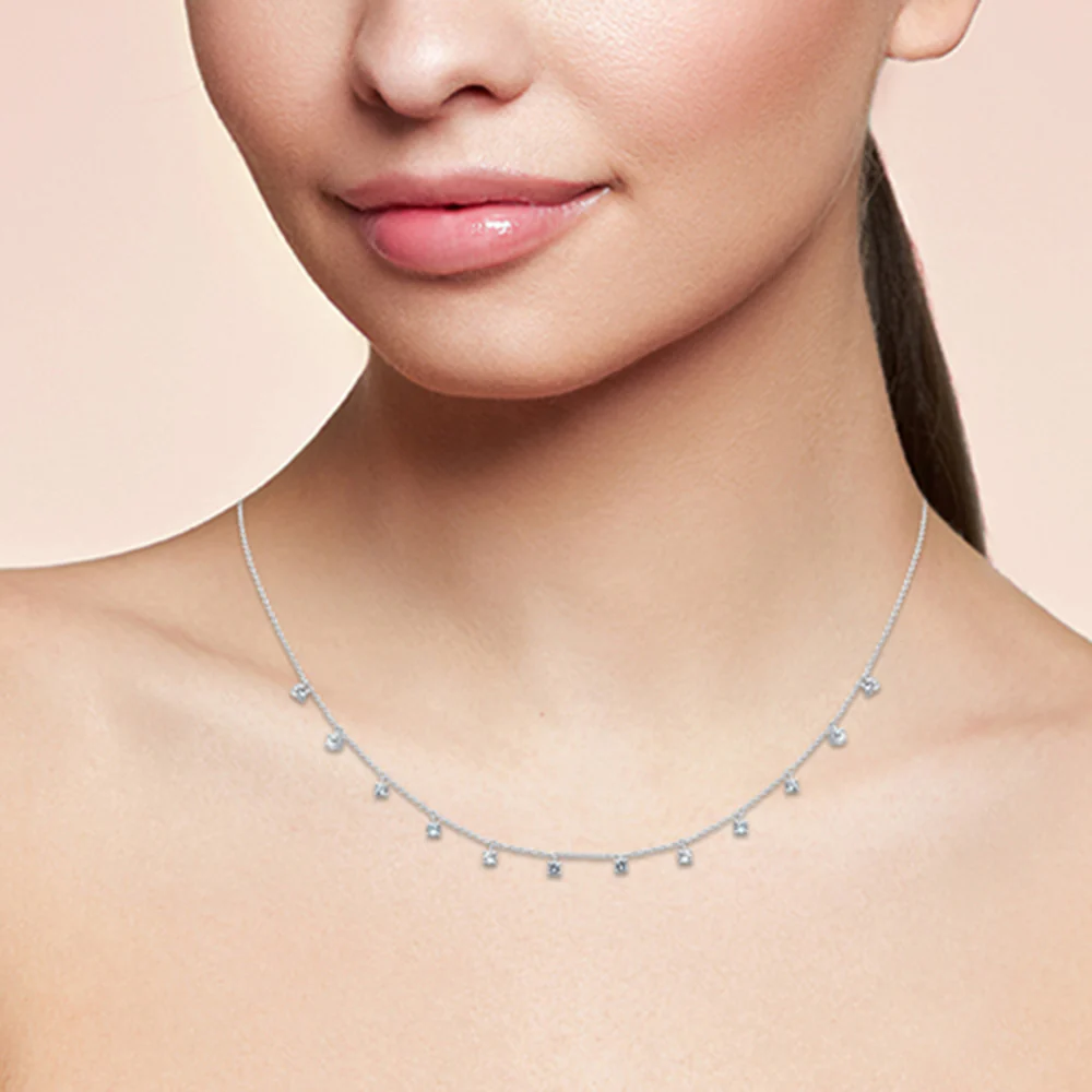 <span style="color:purple">SPECIAL!</span> .66ct G SI 14K White Gold Aquamarine Gemstone Necklace 16+2" Ext - Image 2