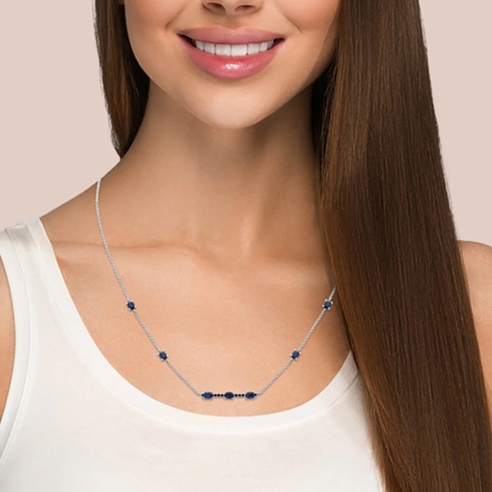 <span style="color:purple">SPECIAL!</span> 1.46ct G SI 14K White Gold Blue Sapphire Pendant Necklace 16+2" Ext - Image 2