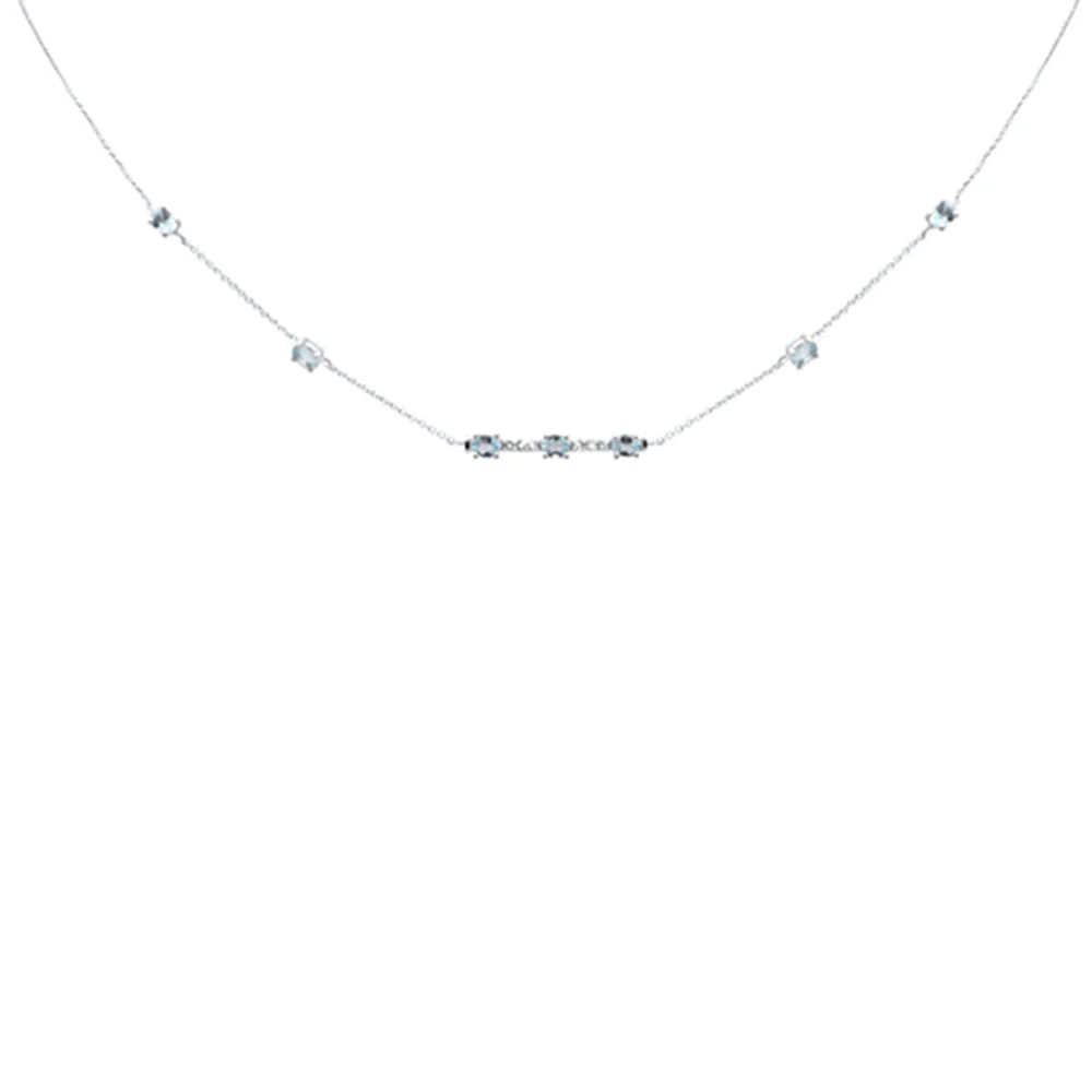 <span style="color:purple">SPECIAL!</span> 1.01ct G SI 14K White Gold Diamond & Aquamarine Pendant Necklace 16+2" Ext