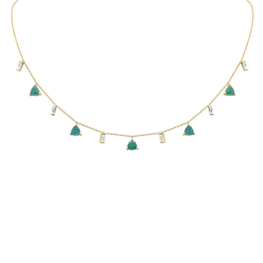 <span>GEMSTONE CLOSEOUT! </span> .55ct, 2.27ct G SI 14K Yellow Gold Diamond & Emerald Gemstone Necklace 16+2" Ext