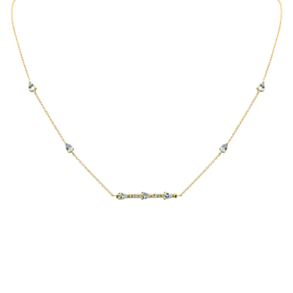 <span style="color:purple">SPECIAL!</span>.84ct G SI 14K Yellow Gold Aquamarine Gemstone Pendant Necklace 14+2" Ext