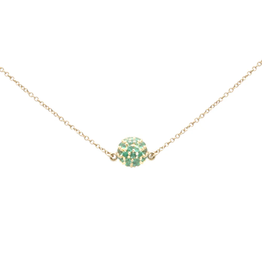 <span style="color:purple">SPECIAL!</span> .44ct G SI 14K Yellow Gold Round Emerald Pendant Necklace 16 + 2" Ext - Image 2