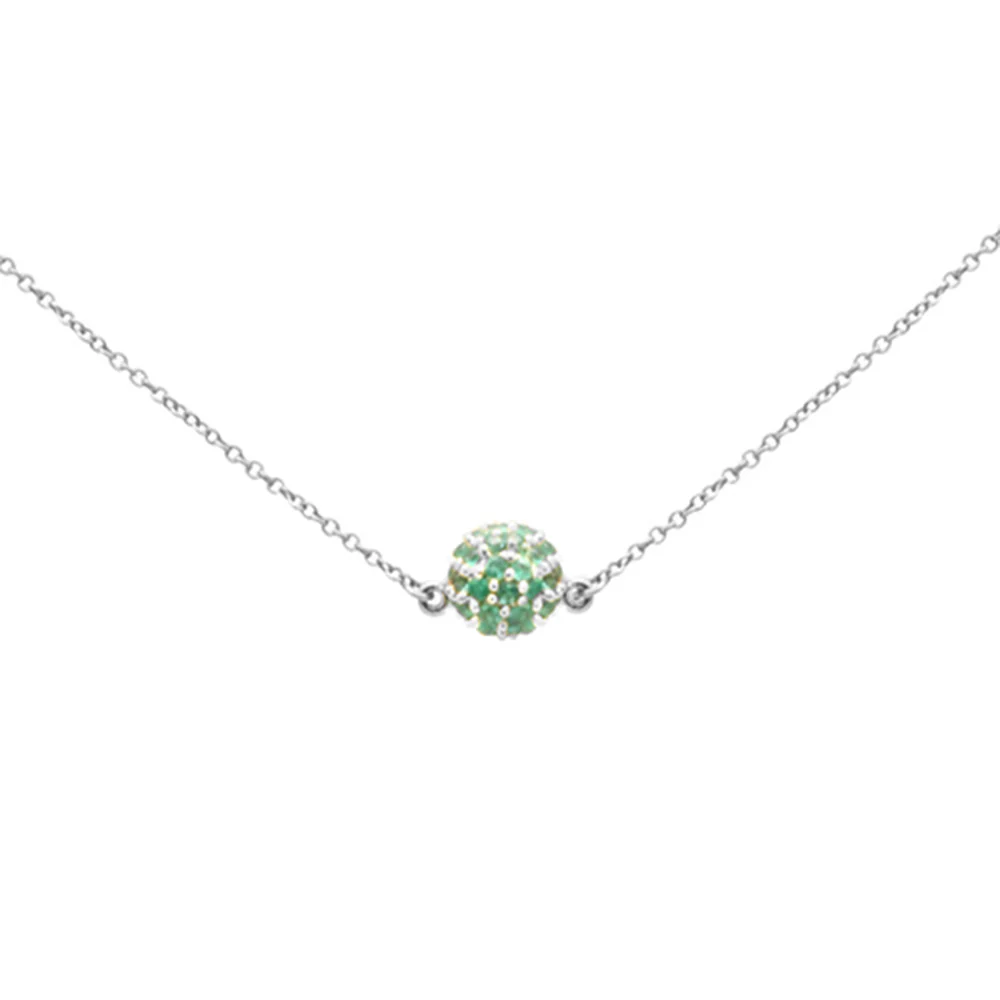 <span>GEMSTONE CLOSEOUT! </span>  .44ct G SI 14K White Gold Round Emerald Pendant Necklace 16 + 2" Ext - Image 2
