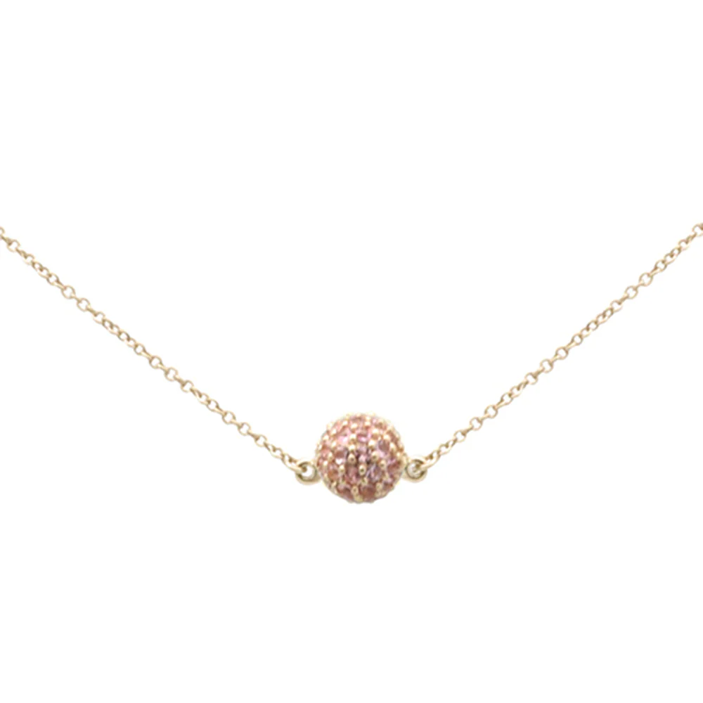<span>DIAMOND CLOSEOUT! </span> .88ct G SI 14K Yellow Gold Round Pink Tourmaline Circle Pendant Necklace 16 + 2" Ext - Image 2