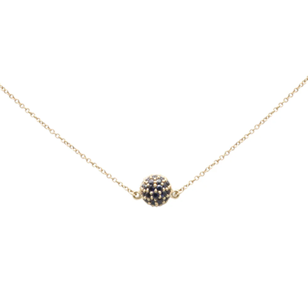 <span>GEMSTONE CLOSEOUT! </span> .51ct G SI 14K Yellow Gold Blue Sapphire Ball Pendant Necklace 16 + 2" Ext - Image 2