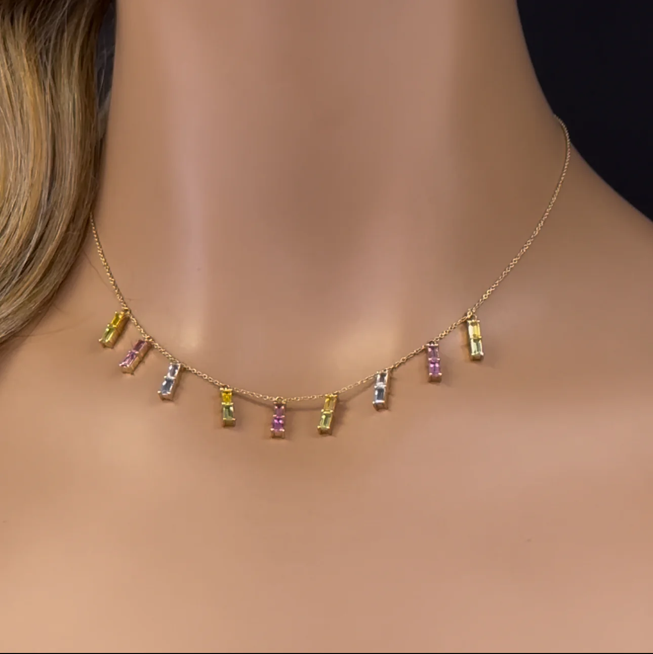 <span>GEMSTONE CLOSEOUT! </span>  2.76ct G SI 14K Yellow Gold Diamond Multi Color Necklace 16 + 2" Ext - Image 3