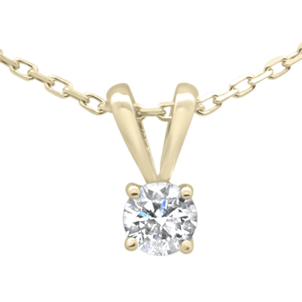 <span style="color:purple">SPECIAL!</span> .20ct G SI 14K Yellow Gold Diamond Solitaire Pendant Necklace 18" Chain