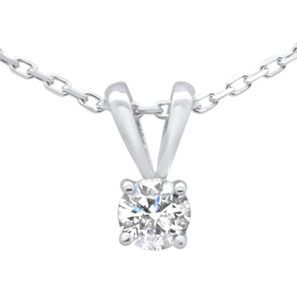 <span style="color:purple">SPECIAL!</span> .20ct G SI 14K White Gold Diamond Solitaire Pendant Necklace 18" Chain