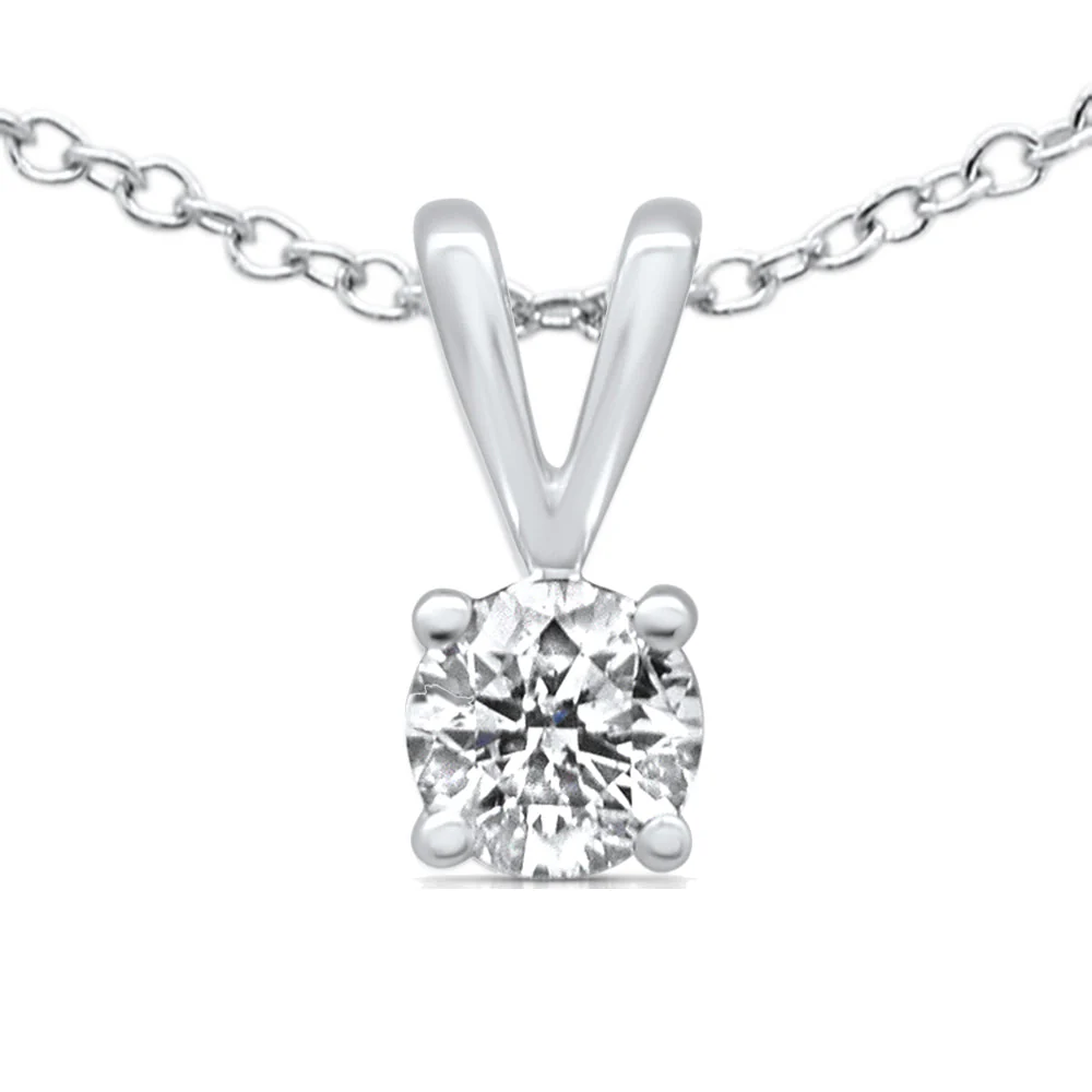 <span style="color:purple">SPECIAL!</span> .51ct G SI 14K White Gold Diamond Solitaire Pendant Necklace 18" Long