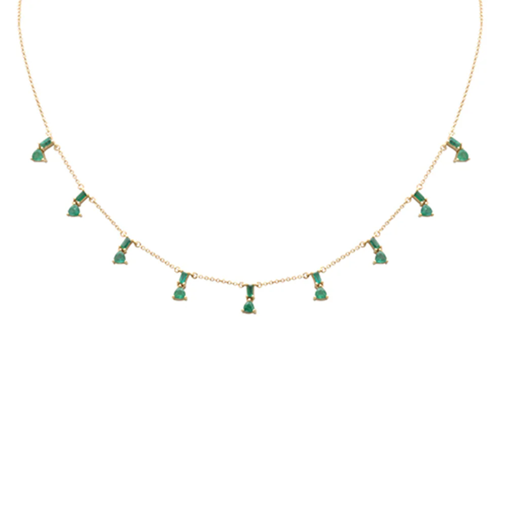 <span>GEMSTONE CLOSEOUT! </span>1.26ct G SI 14K Yellow Gold Green Emerald Pendant Necklace 16 + 2" Ext