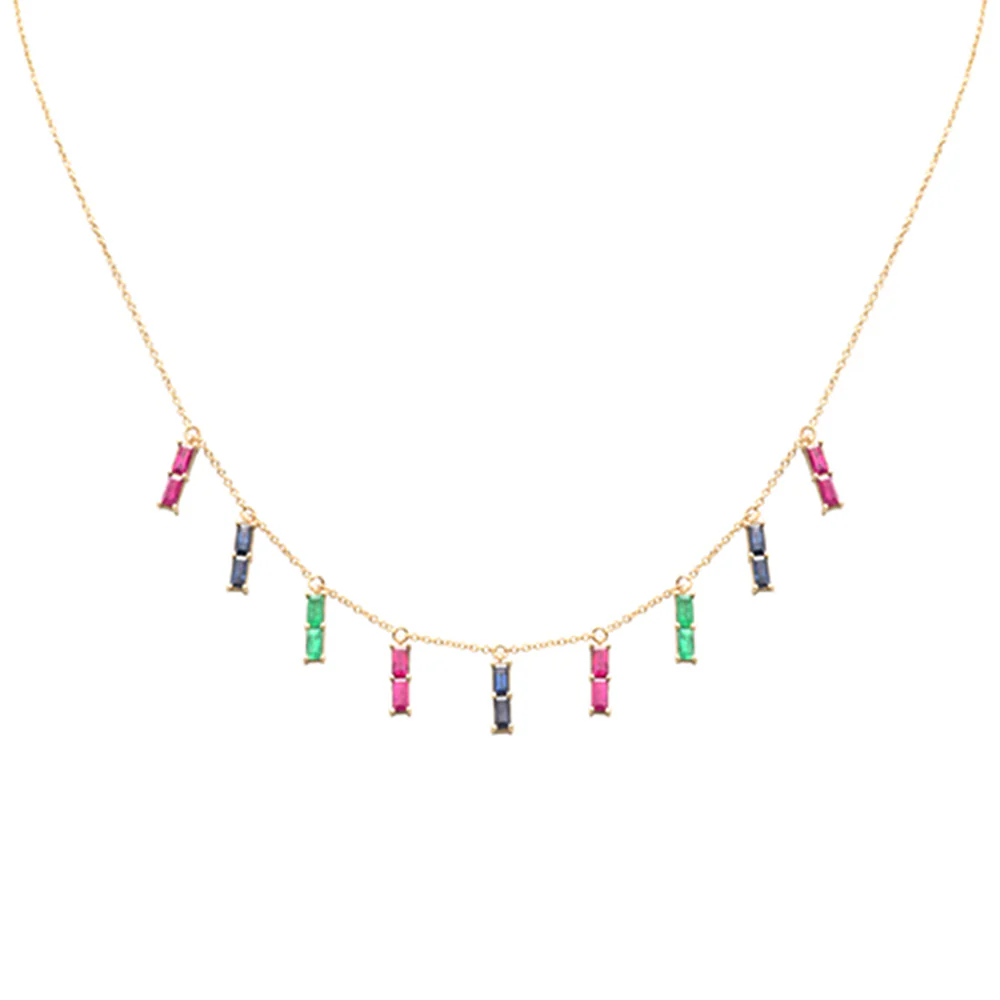 <span>GEMSTONE CLOSEOUT! </span>  2.80ct G SI 14K Yellow Gold Multi Color Gemstone Necklace 16 + 2" Ext - Image 2
