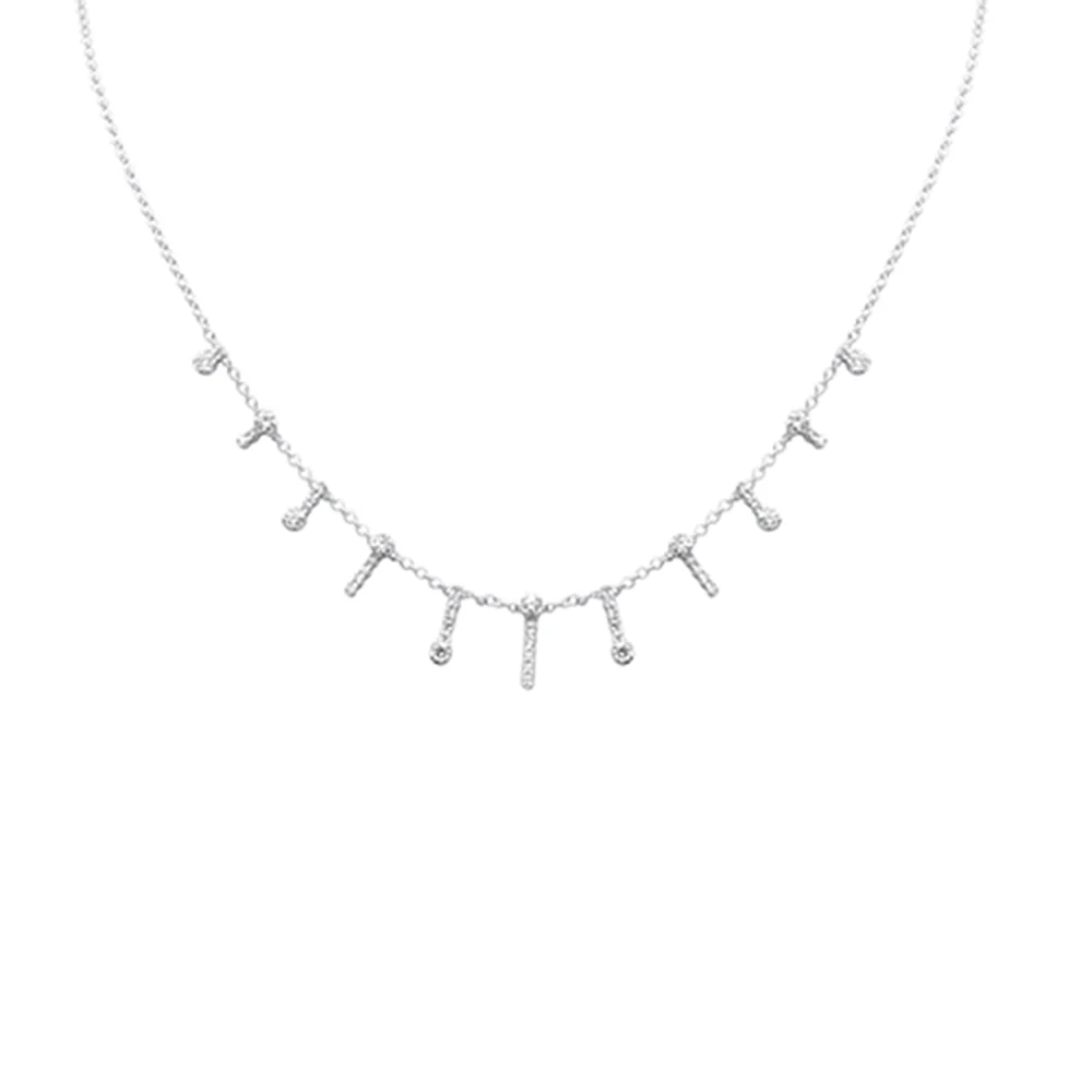 <span>DIAMOND  CLOSEOUT! </span> 1.00ct G SI 14K White Gold Diamond Dangling Necklace 16 + 2" Ext