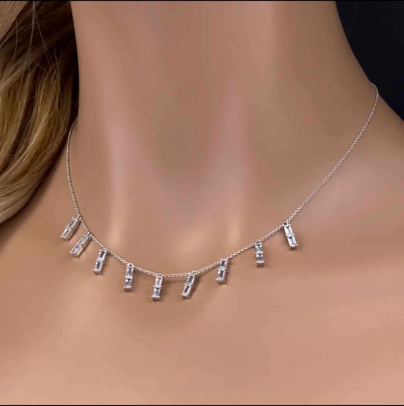 <span>GEMSTONE CLOSEOUT! </span>  2.16ct G SI 14K White Gold Aquamarine Necklace 16 + 2" Ext