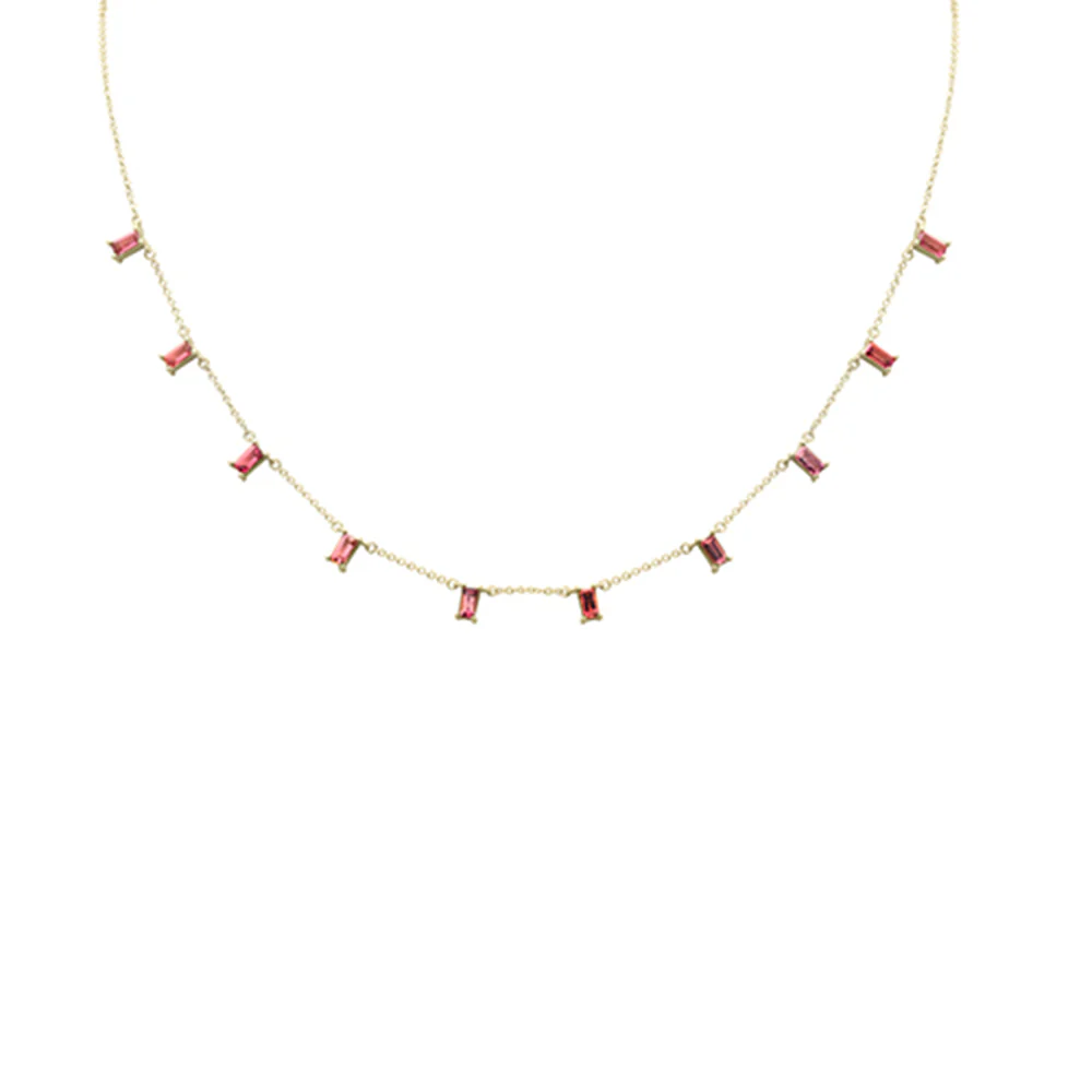 <span style="color:purple">SPECIAL!</span> .60ct G SI 14K Yellow Gold Pink Tourmaline Necklace 16 + 2" Ext