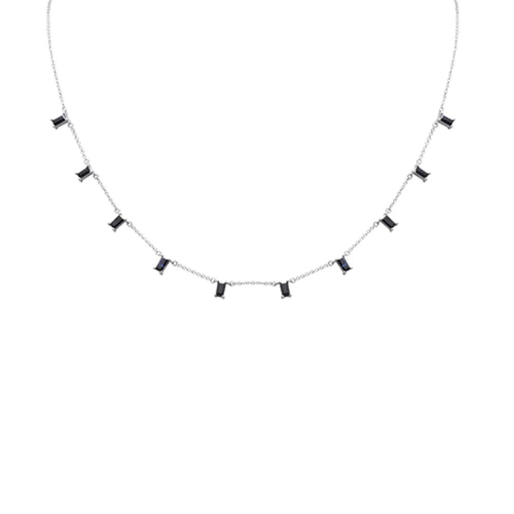 <span style="color:purple">SPECIAL!</span> 1.80ct G SI 14K White Gold Blue Sapphire Necklace 16 + 2" Ext