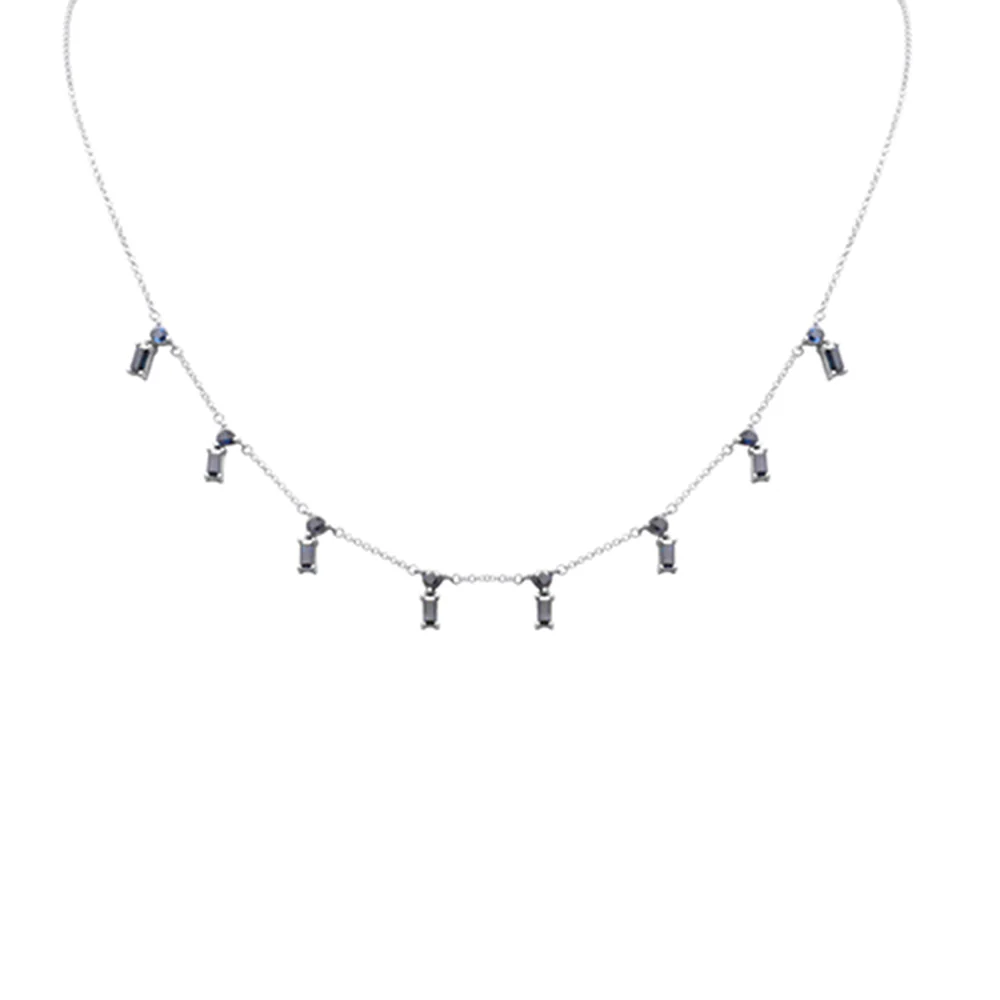 <span style="color:purple">SPECIAL!</span> 2.72ct G SI 14K White Gold Blue Sapphire Necklace 16 + 2" Ext