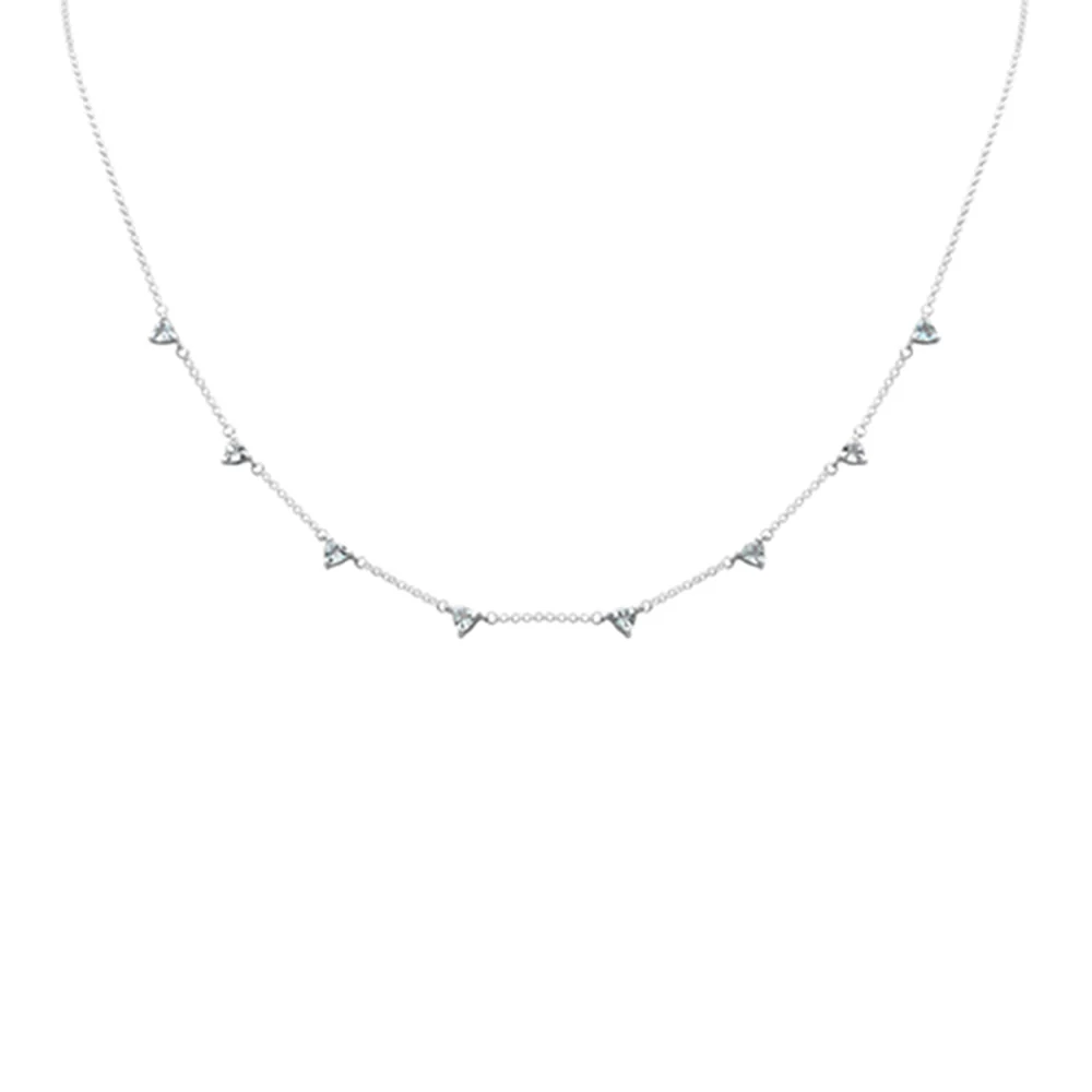 <span>DIAMOND CLOSEOUT! </span> .68ct G SI 14K White Gold Aquamarine Gemstone Necklace 16 + 2" Ext