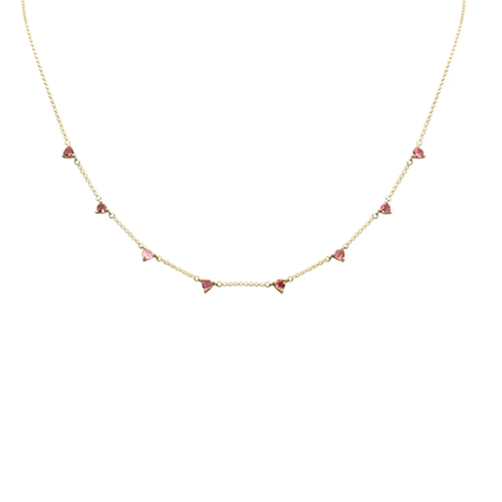 <span style="color:purple">SPECIAL!</span> .76ct G SI 14K Yellow Gold Pink tourmaline Necklace 16 + 2" Ext