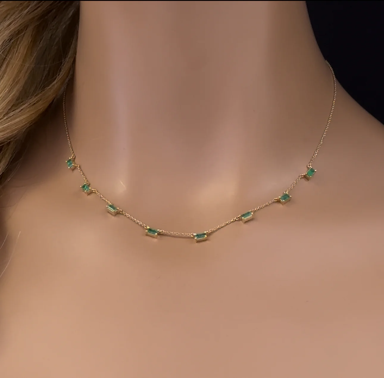 <span>GEMSTONE CLOSEOUT! </span>  .88ct G SI 14K Yellow Gold Emerald Gemstone Necklace 16 + 2" Ext