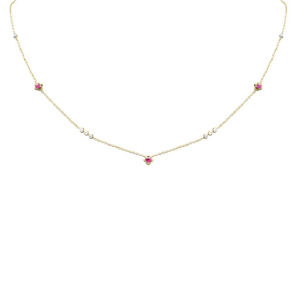 <span>DIAMOND CLOSEOUT! </span> .36ct G SI 14K Yellow Gold Diamond & Ruby Pendant Necklace 16 + 2" Ext