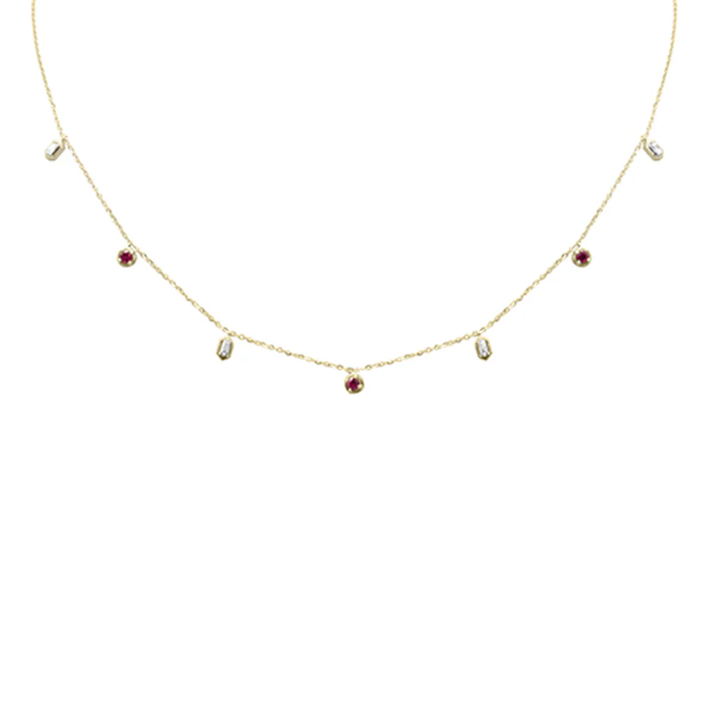 <span style="color:purple">SPECIAL!</span> .33ct G SI 14K Yellow Gold Diamond & Ruby Pendant Necklace 16 + 2" Ext
