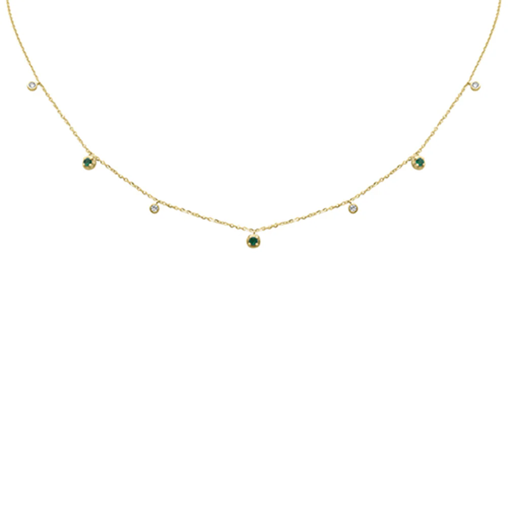 <span style="color:purple">SPECIAL!</span> .26ct G SI 14K Yellow Gold Diamond & Emerald Pendant Necklace 16 + 2" Ext