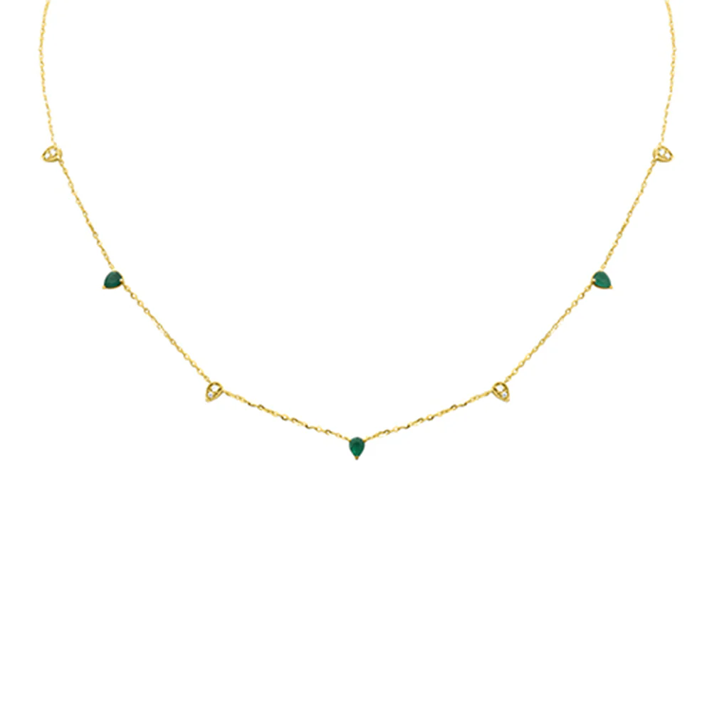 <span style="color:purple">SPECIAL!</span> .41ct G SI 14KT Yellow Gold Diamond & Emerald Pendant Necklace 16 + 2" Ext