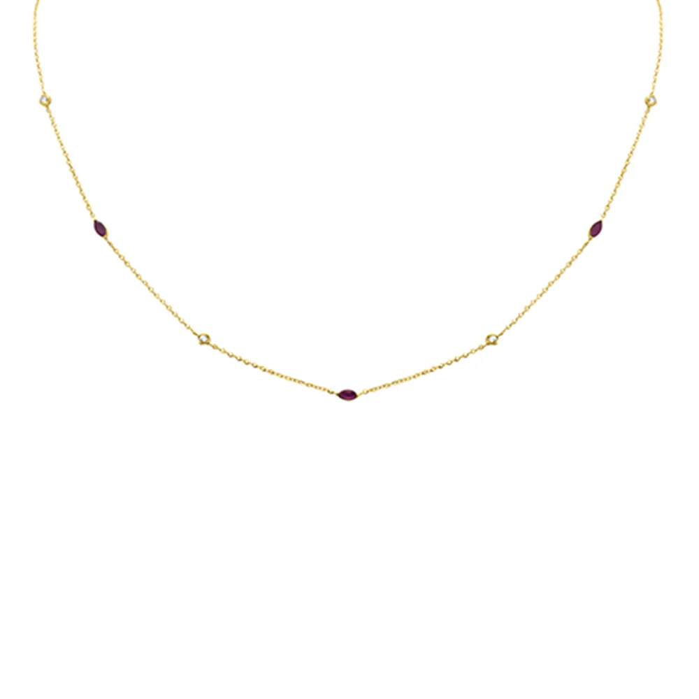 <span>DIAMOND CLOSEOUT! </span> .36ct G SI 14K Yellow Gold Diamond & Ruby Pendant Necklace 16 + 2" Ext