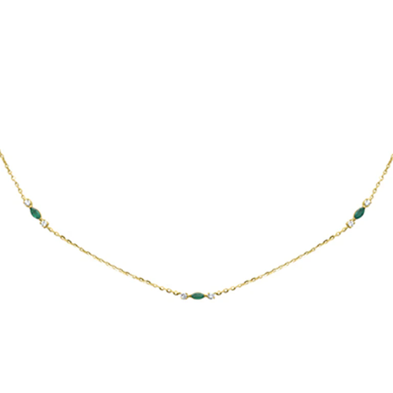 <span style="color:purple">SPECIAL!</span> .32ct G SI 14K Yellow Gold Diamond & Emerald Pendant Necklace 16 + 2" Ext