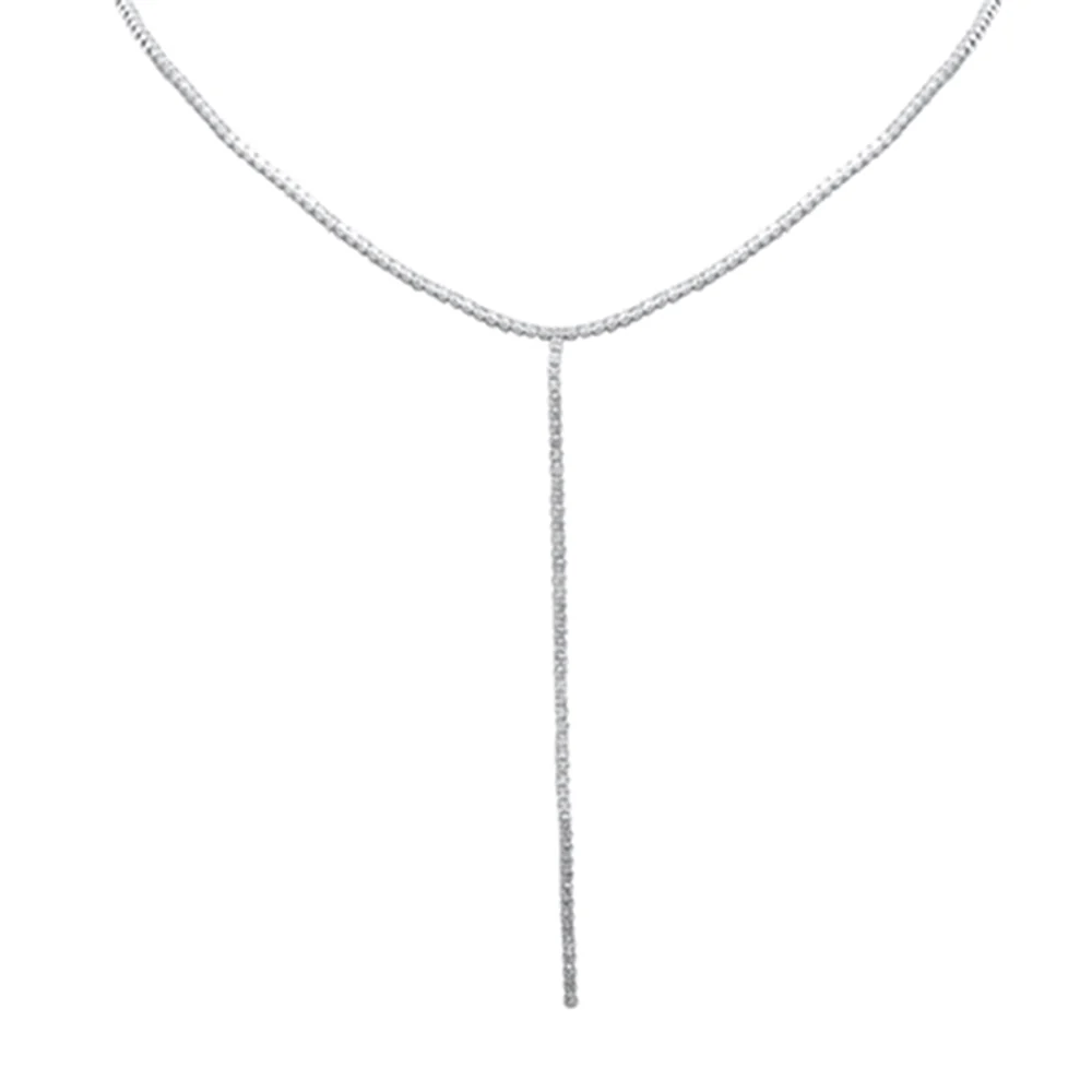<span style="color:purple">SPECIAL!</span> 5.24ct G SI 14K White Gold Round Diamond Lariat Tennis Necklace 14 + 4" Ext