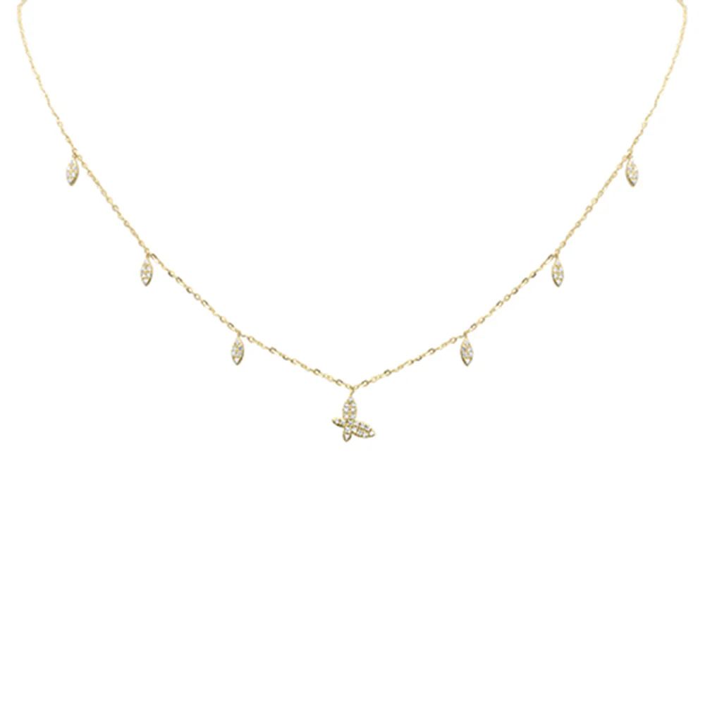 <span>DIAMOND CLOSEOUT! </span> .16ct G SI 14K Yellow Gold Diamond Butterfly Pendant Necklace 16+2" Long