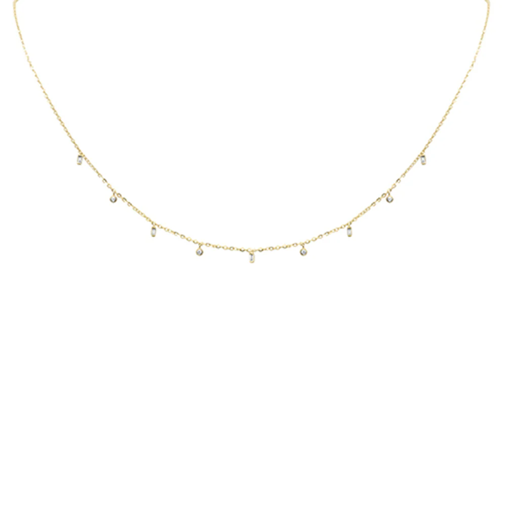 .08ct G SI 14K Yellow Gold Diamond Pendant Necklace 16+2" Long
