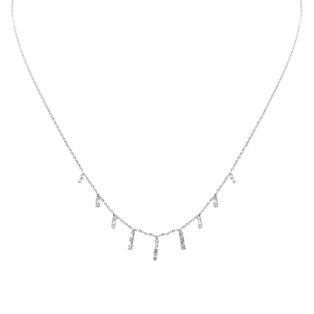 .19ct G SI 14K White Gold Diamond Dangling Necklace 16+2" Long