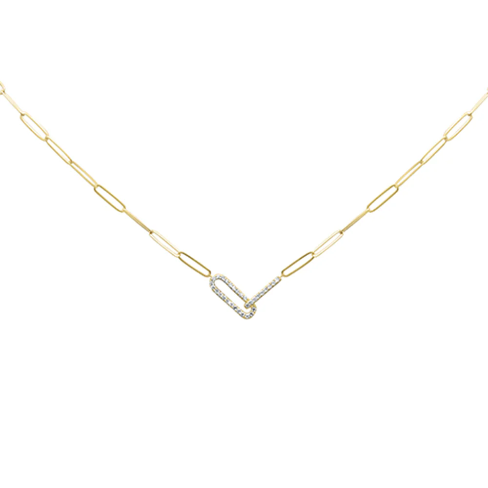 <span>DIAMOND CLOSEOUT! </span> .21ct G SI 14k Yellow Gold Diamond Paperclip Pendant Paperclip Necklace 18" Long