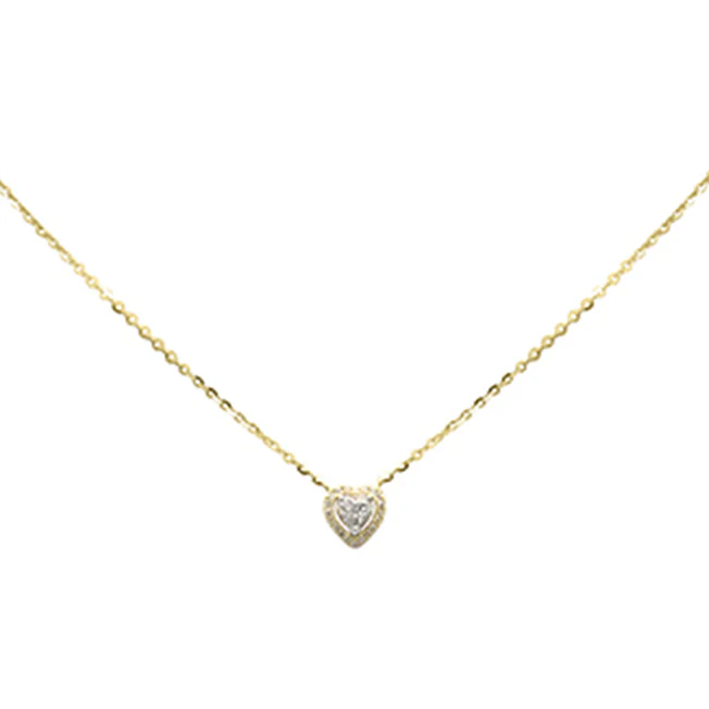 .10ct G SI 14K Yellow Gold Diamond Heart Pendant Necklace 16+2" Long