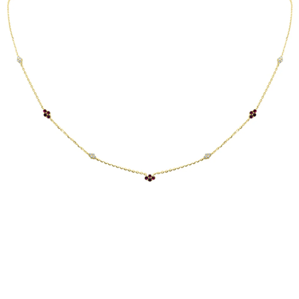 <span>DIAMOND CLOSEOUT! </span> .41ct G SI 14K Yellow Gold Diamond & Ruby Gemstone Pendant Necklace 16+2" Long