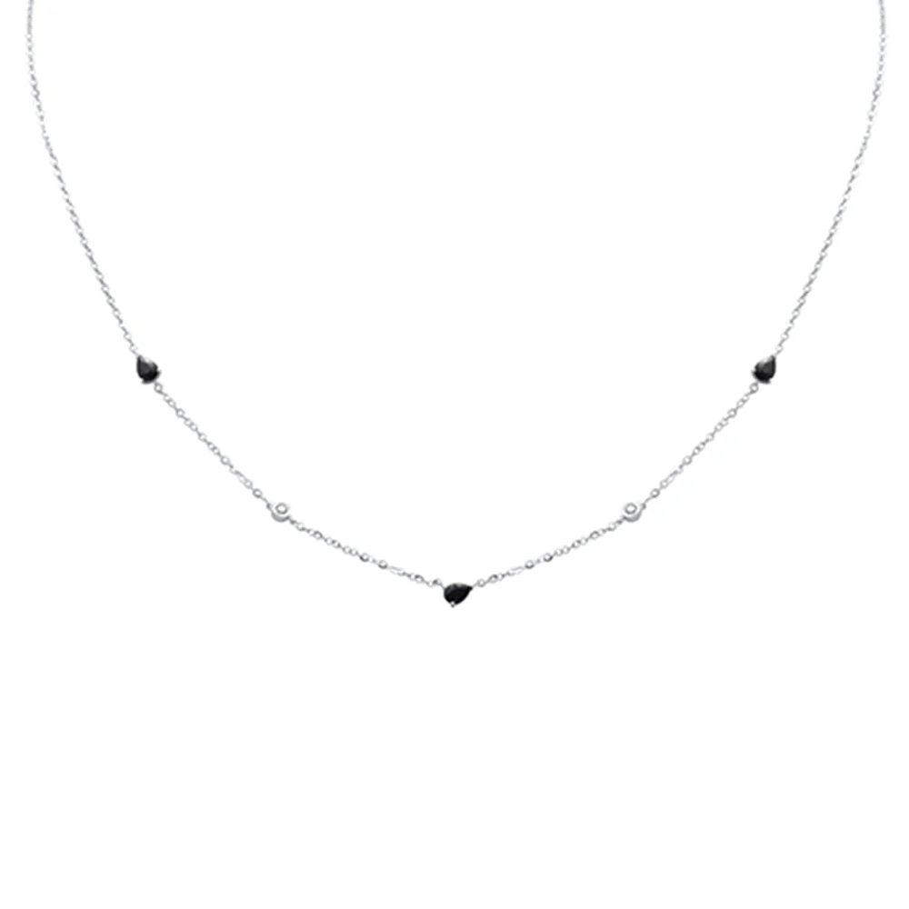 <span>DIAMOND CLOSEOUT! </span> .66ct G SI 14K White Gold Diamond & Blue Sapphire Gemstone Pendant Necklace 16+2" Long