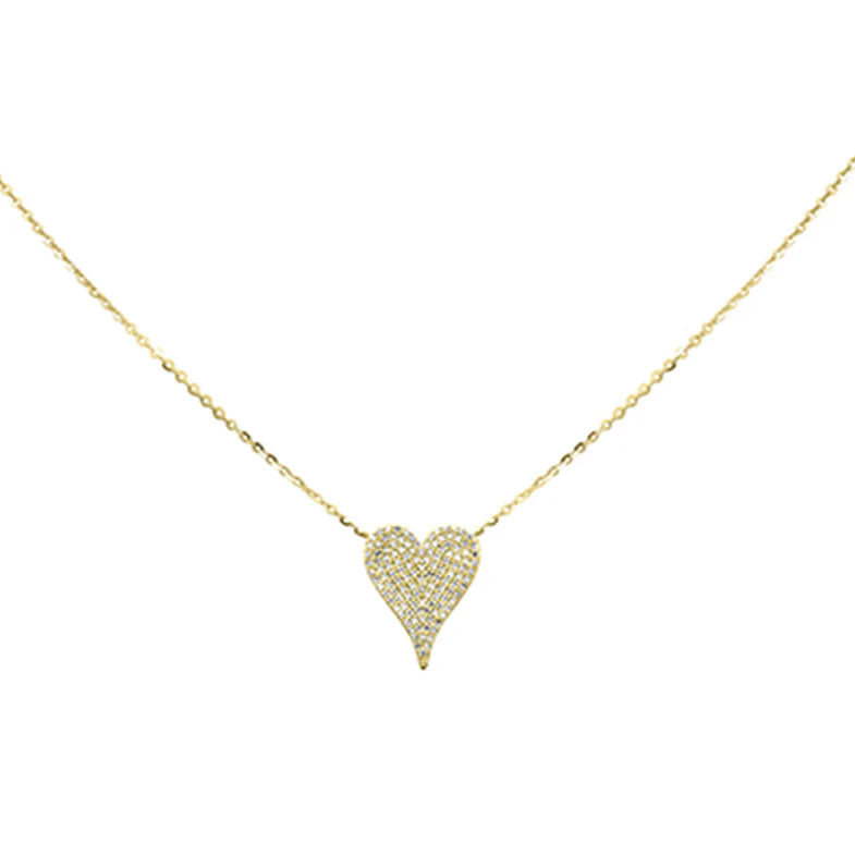 <span style="color:purple">SPECIAL!</span> .24ct G SI 14K Yellow Gold Diamond Heart Pendant Necklace 16+2" Long